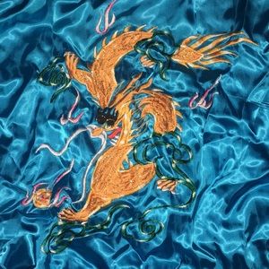 Long blue silky kimono